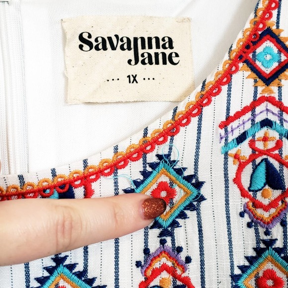 Savanna Jane Aztec Boho Embroidered Romper - Picture 9 of 10